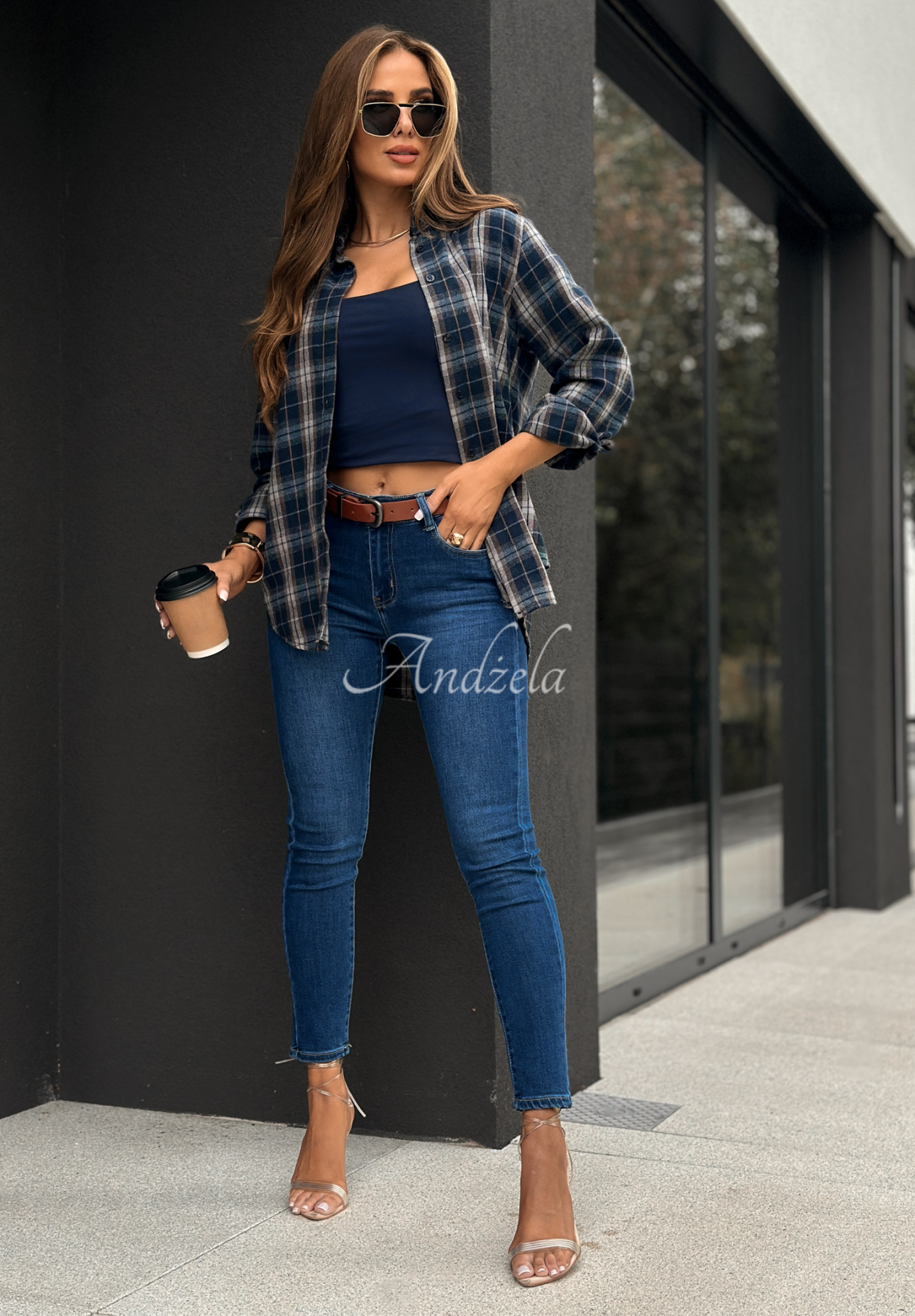 Skinny-Jeans mit Gürtel Just Another Day dunkelblau