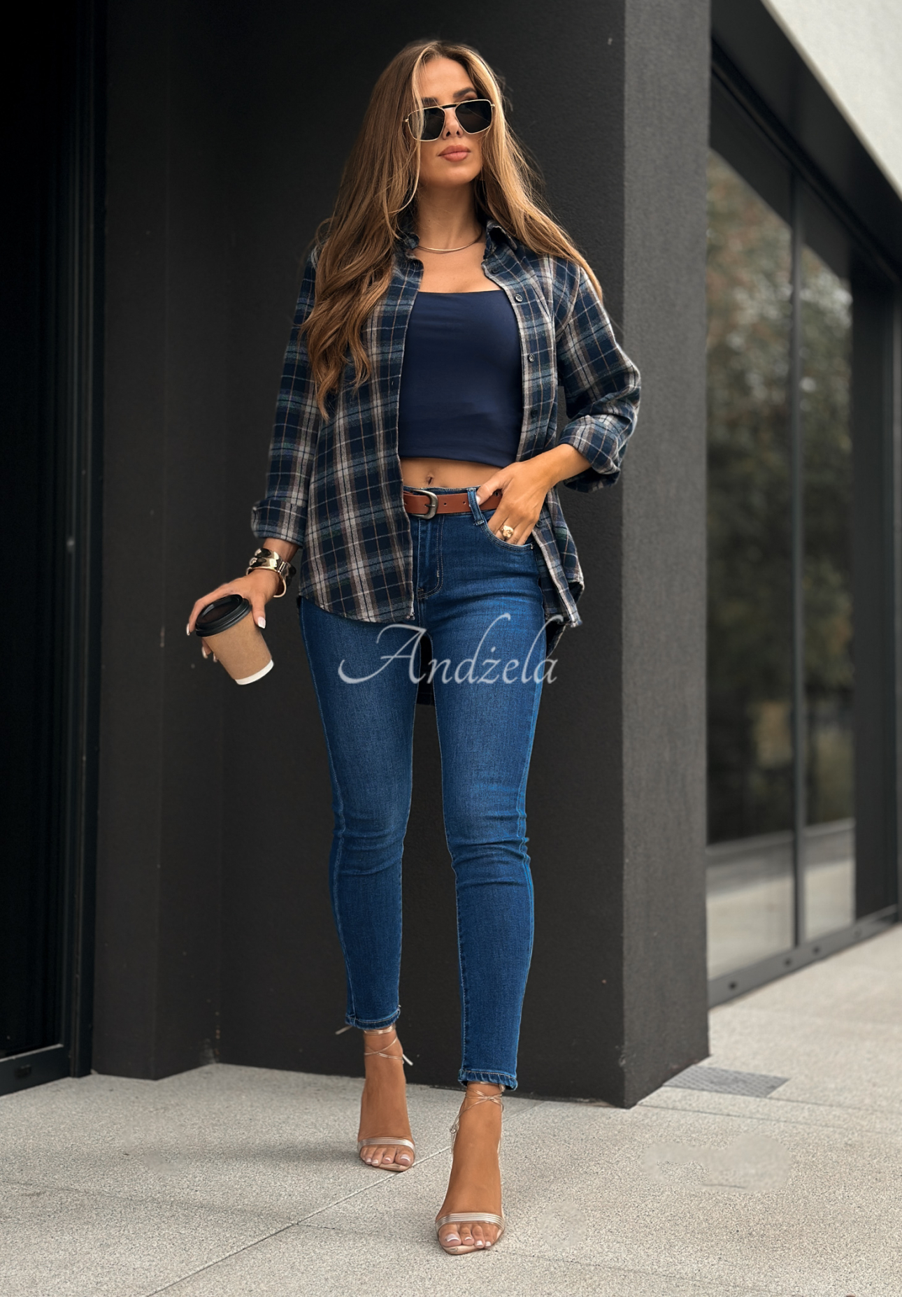 Skinny-Jeans mit Gürtel Just Another Day dunkelblau