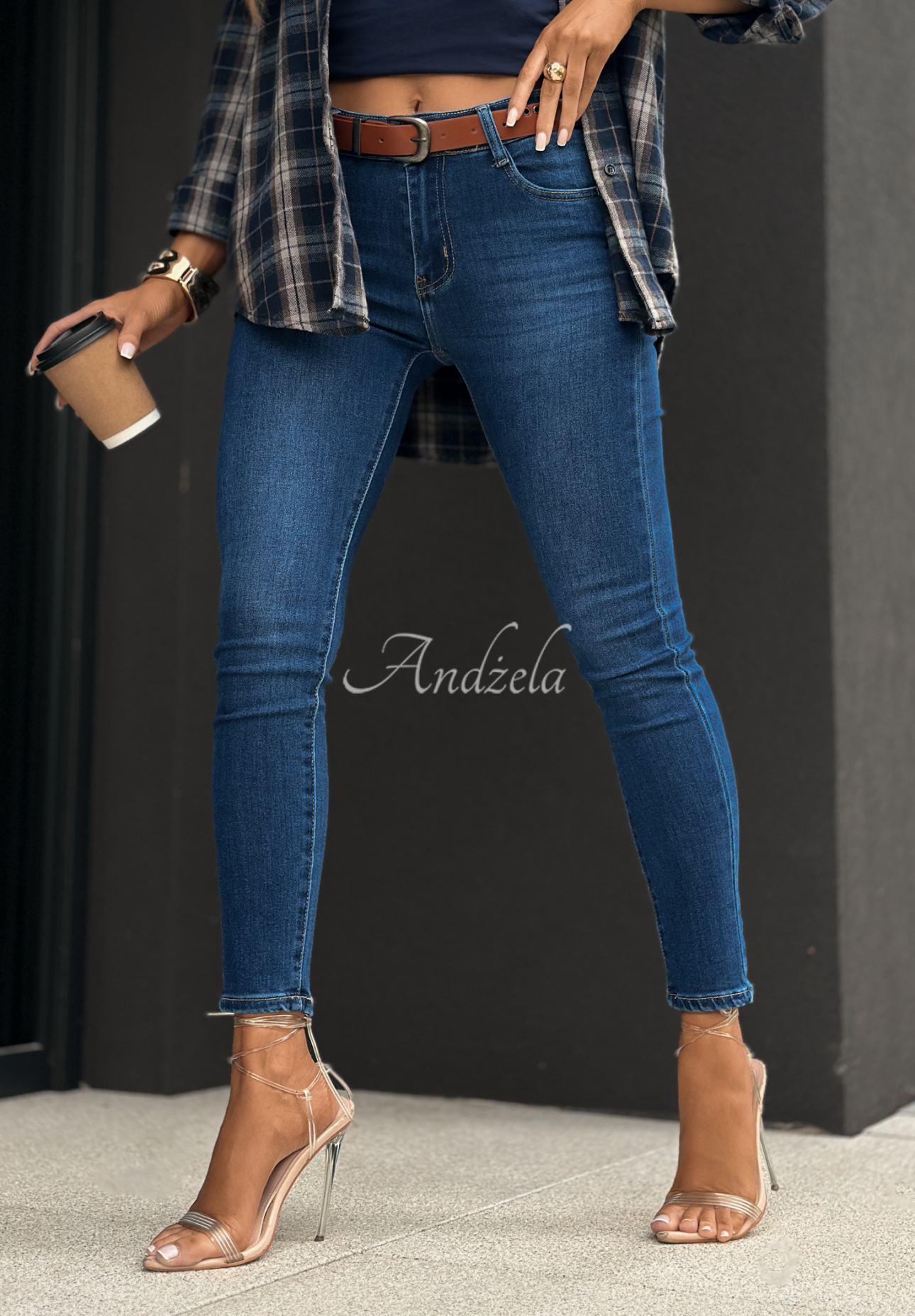 Skinny-Jeans mit Gürtel Just Another Day dunkelblau