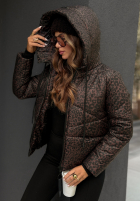 Krótka pikowana Jacke w panterkę Not Impressed Schokoladenbraun