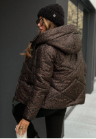 Krótka pikowana Jacke w panterkę Not Impressed Schokoladenbraun