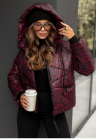 Krótka pikowana Jacke w panterkę Not Impressed Burgunderrot
