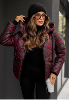 Krótka pikowana Jacke w panterkę Not Impressed Burgunderrot