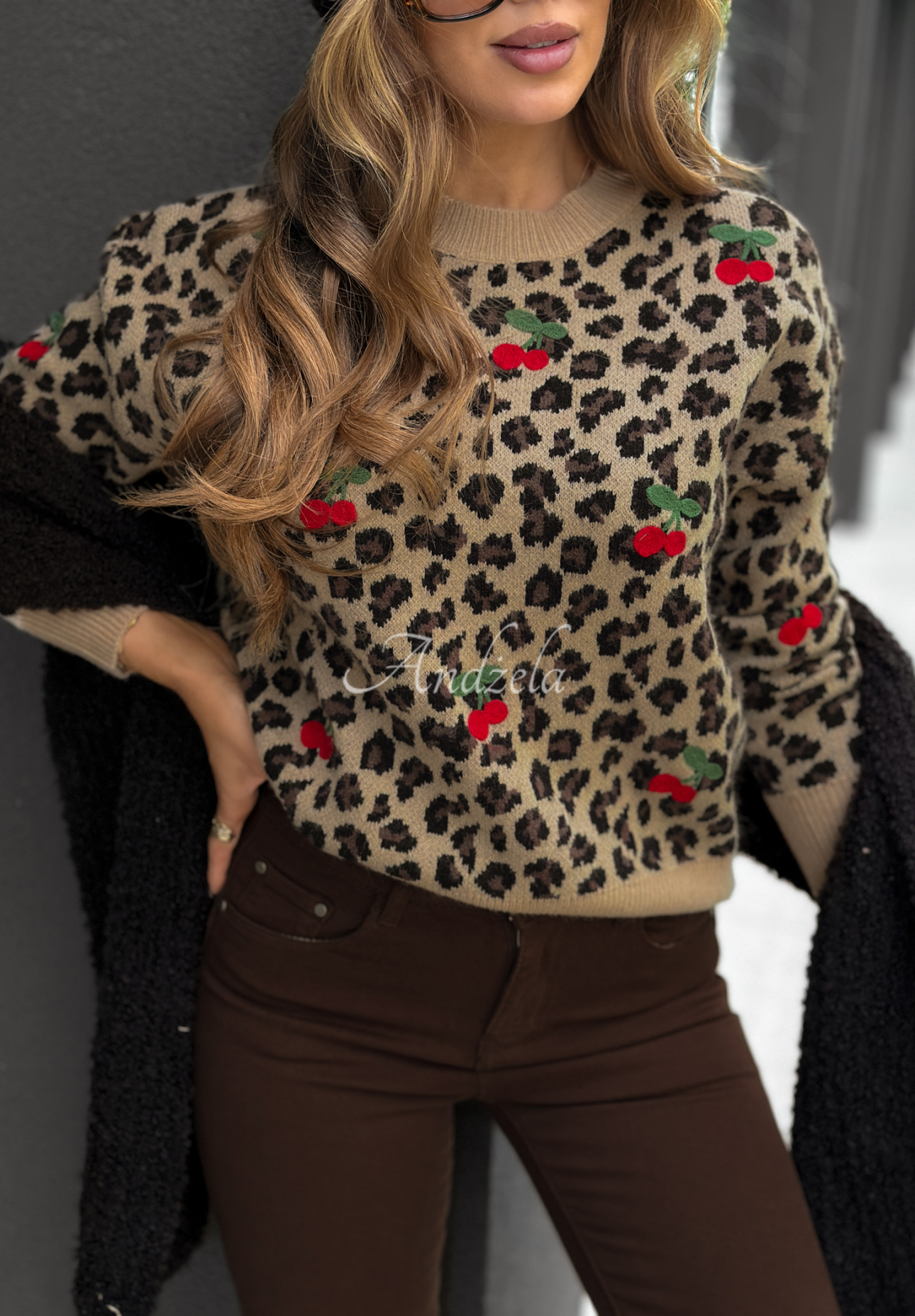Pullover mit Leopardenmuster Read Later Beige