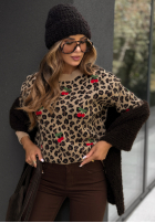 Pullover w panterkę Read Later Beige