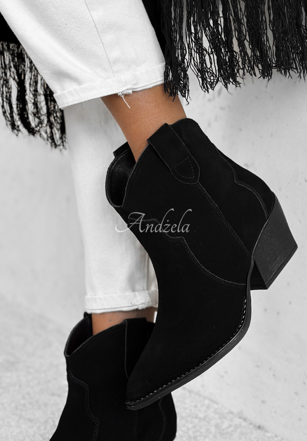 Cowboystiefel aus Wildleder Long Stories Schwarz