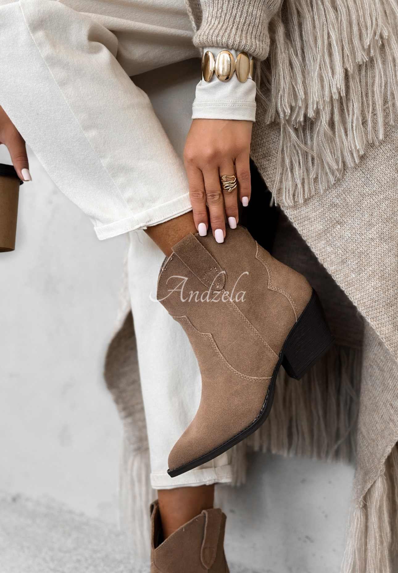 Cowboystiefel aus Wildleder Long Stories Beige