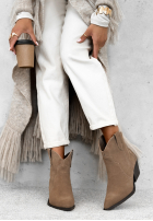 zamszowe Stiefeletten Cowboystiefel Long Stories Beige