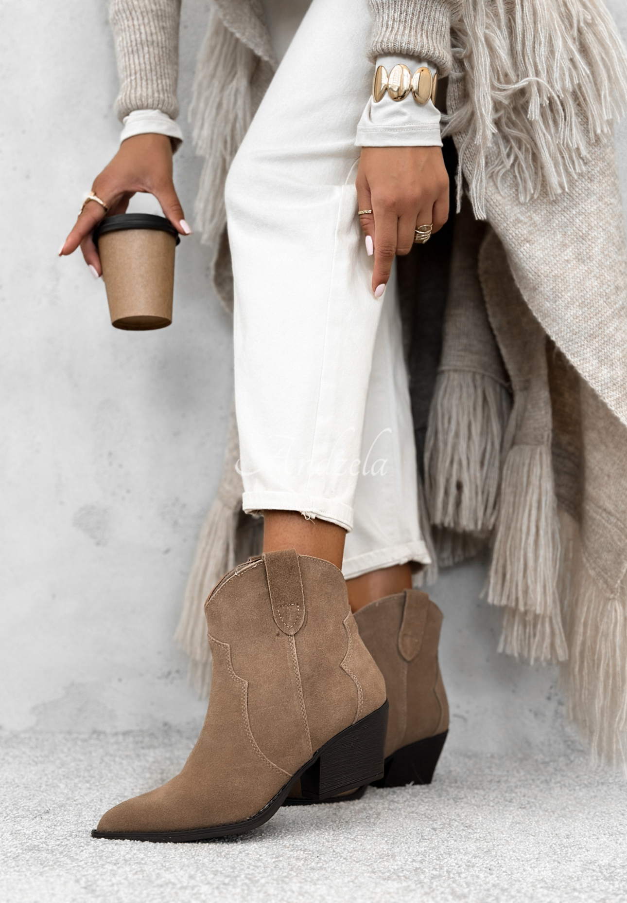 Cowboystiefel aus Wildleder Long Stories Beige