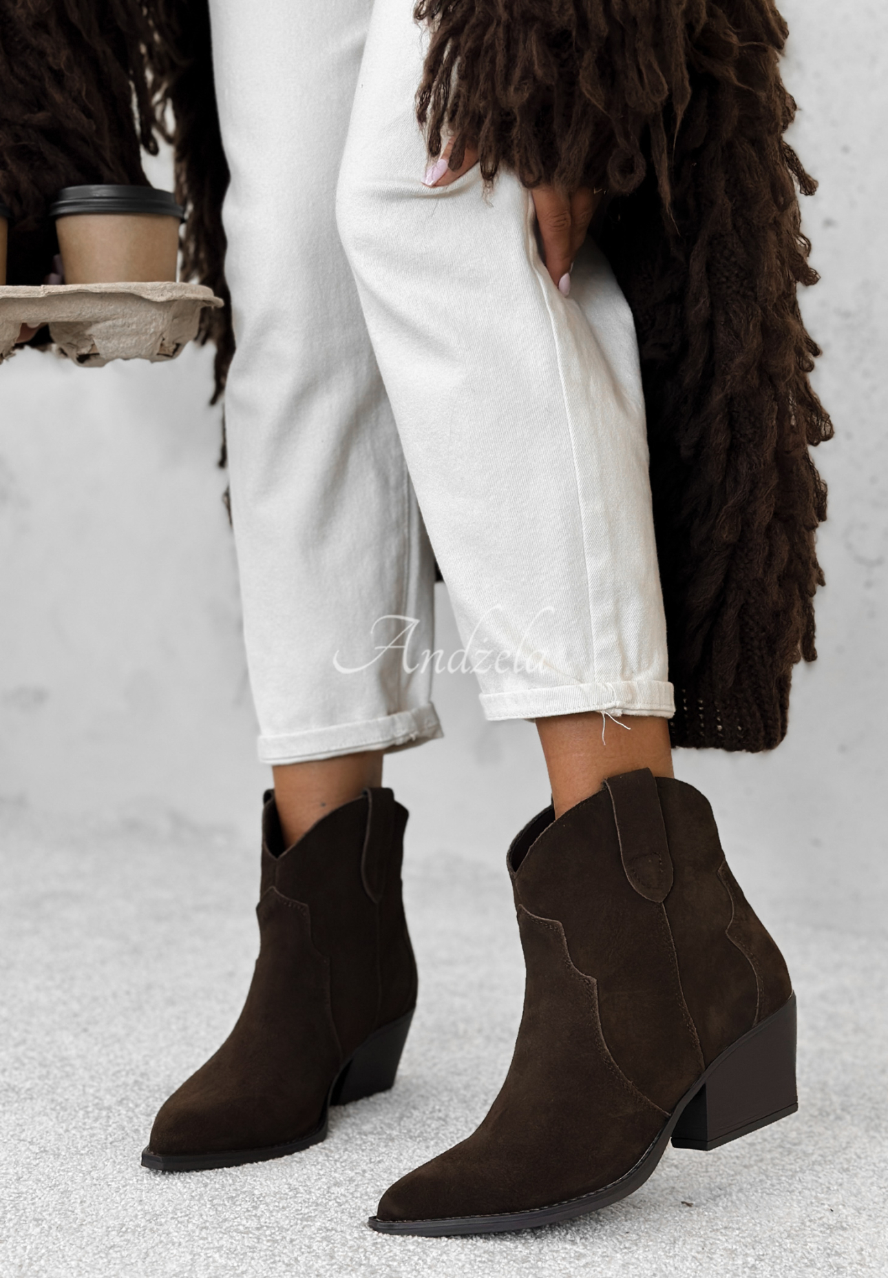 Cowboystiefel aus Wildleder Long Stories Schokoladenbraun