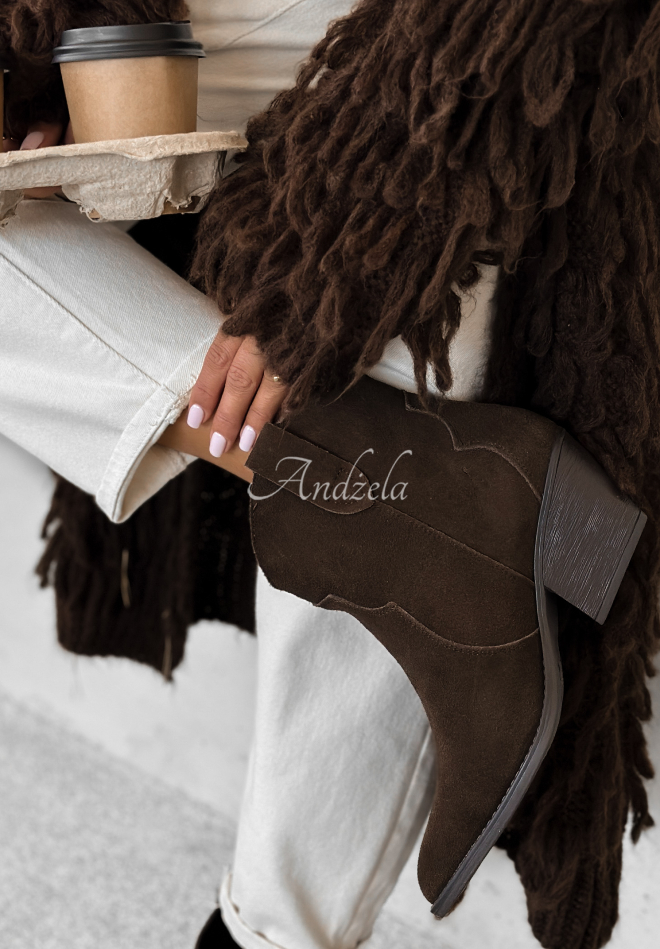 Cowboystiefel aus Wildleder Long Stories Schokoladenbraun