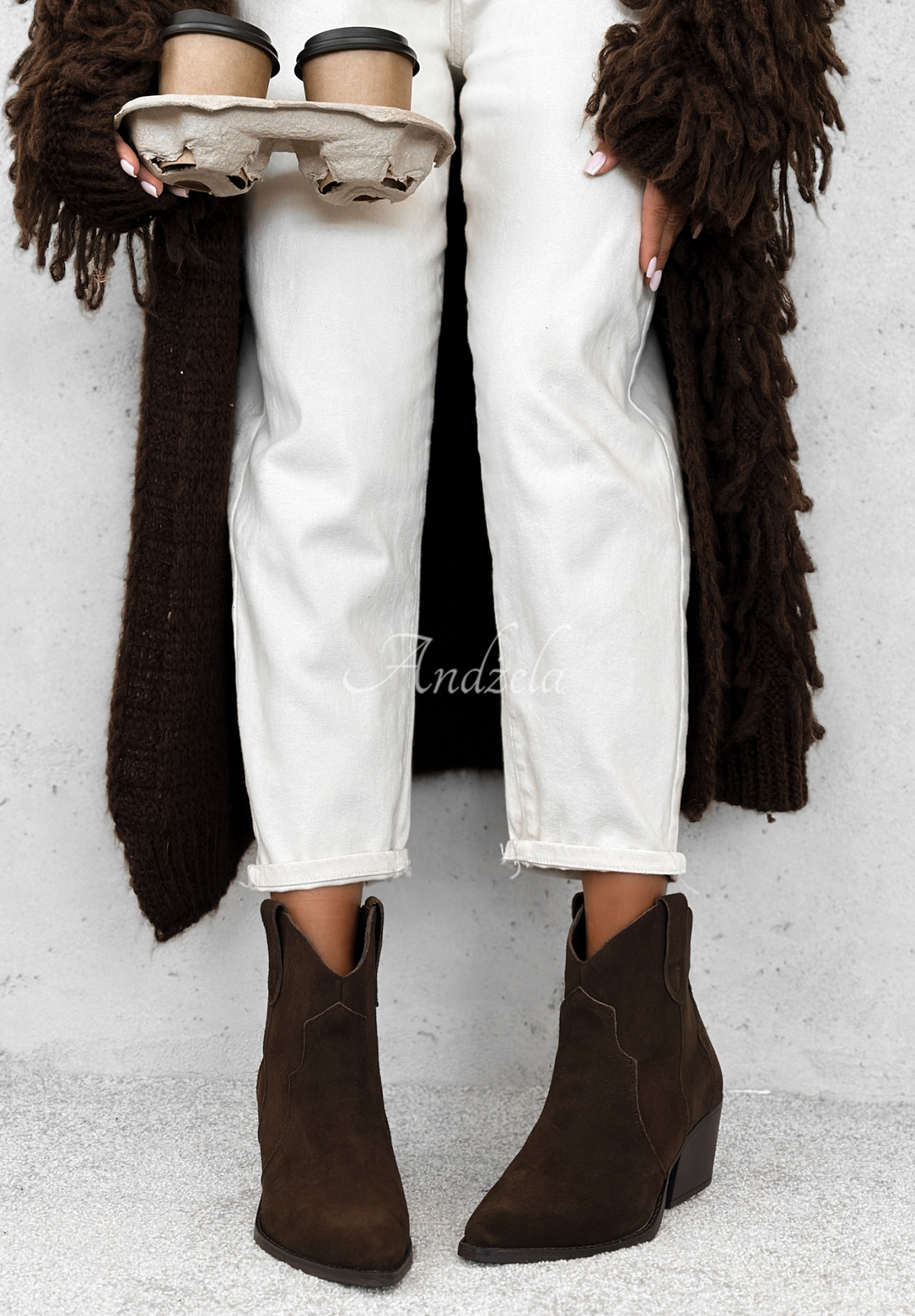 Cowboystiefel aus Wildleder Long Stories Schokoladenbraun