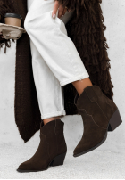 zamszowe Stiefeletten Cowboystiefel Long Stories Schokoladenbraun