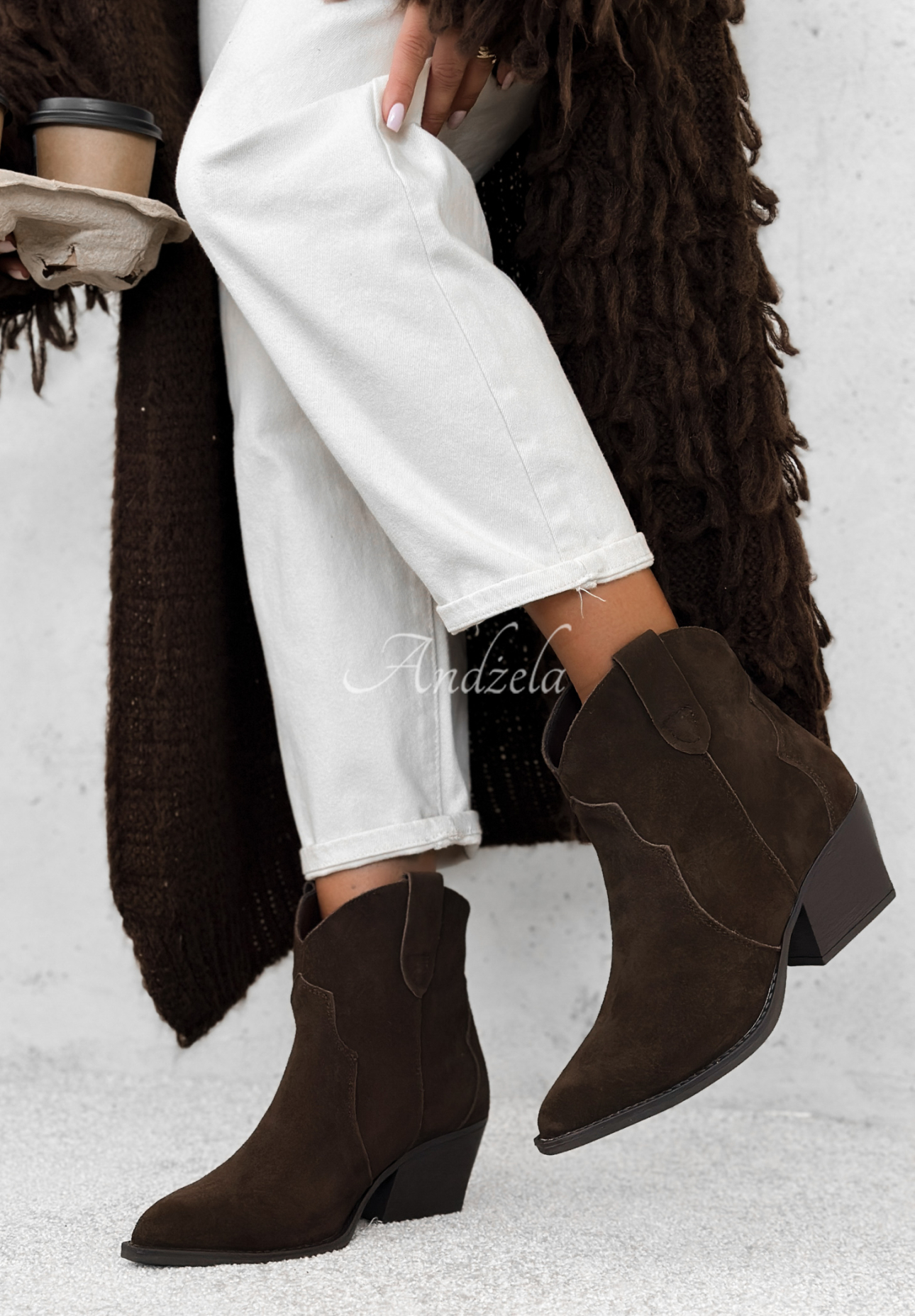 Cowboystiefel aus Wildleder Long Stories Schokoladenbraun