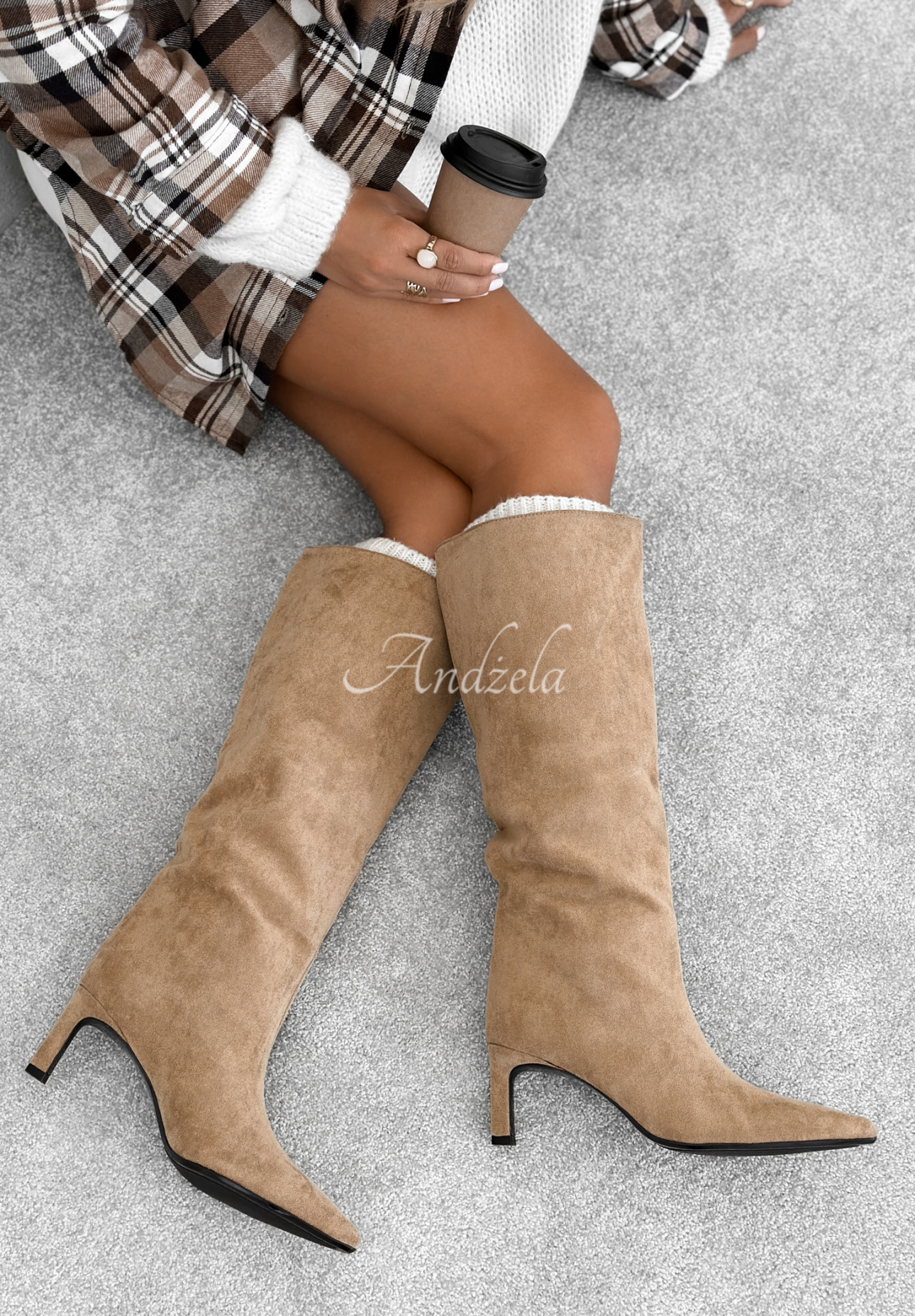 Wildlederstiefel mit hohen Absätzen Autumn Divas Beige