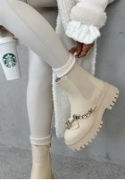 Skórzane Stiefeletten z łańcuszkiem Colder Nights Beige