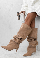 zamszowe Stiefel Can’t Catch Me Beige