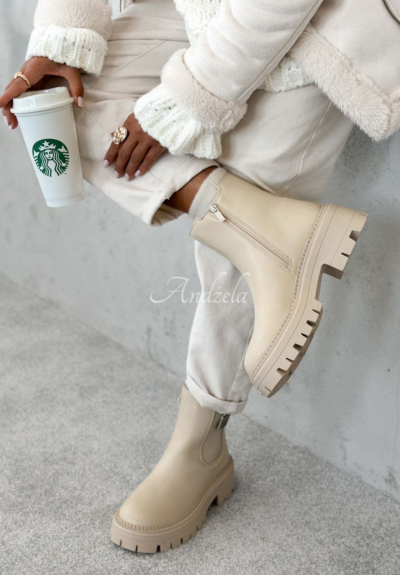Lederstiefeletten White Mountain Beige