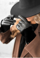 Skórzane Handschuhe z futerkiem Weather Alert Schwarz