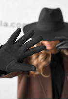 Skórzane Handschuhe z futerkiem Weather Alert Schwarz