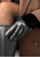 Skórzane Handschuhe z futerkiem Weather Alert Schwarz