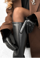 Skórzane Handschuhe z futerkiem Weather Alert Schwarz