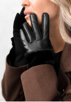 Skórzane Handschuhe z futerkiem Weather Alert Schwarz