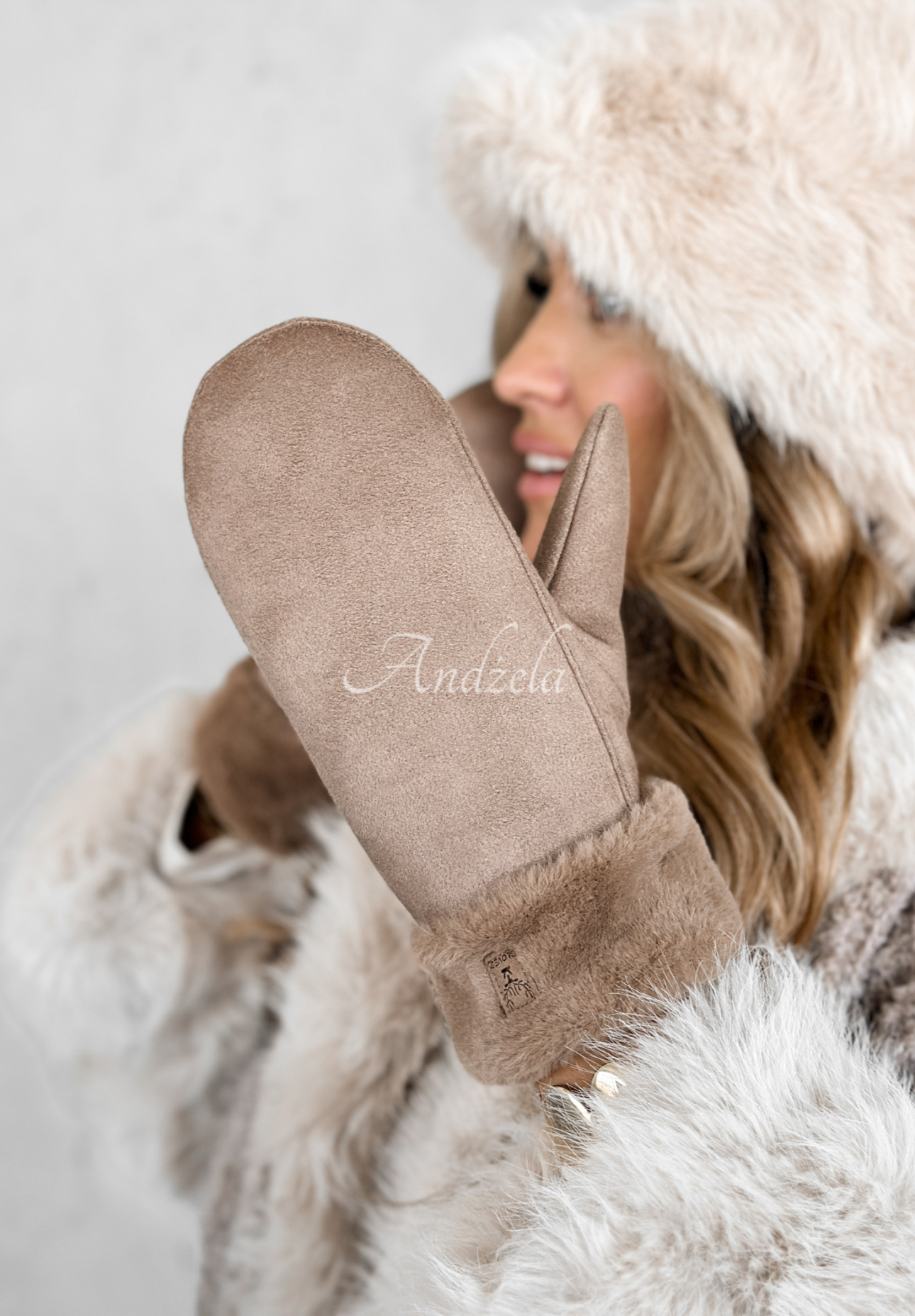 Wildlederhandschuhe mit Fell Snow Clear Camel II
