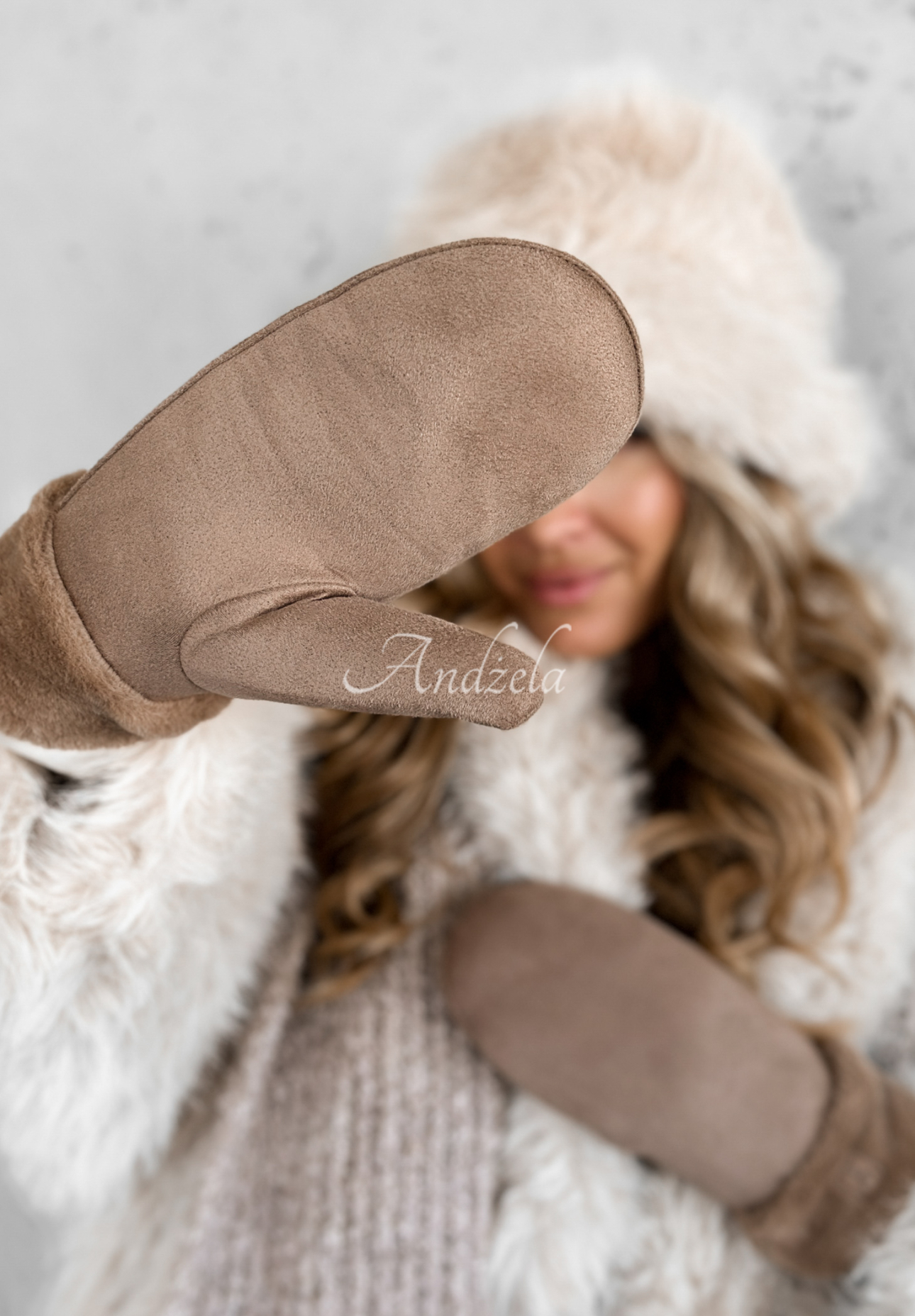 Wildlederhandschuhe mit Fell Snow Clear Camel II