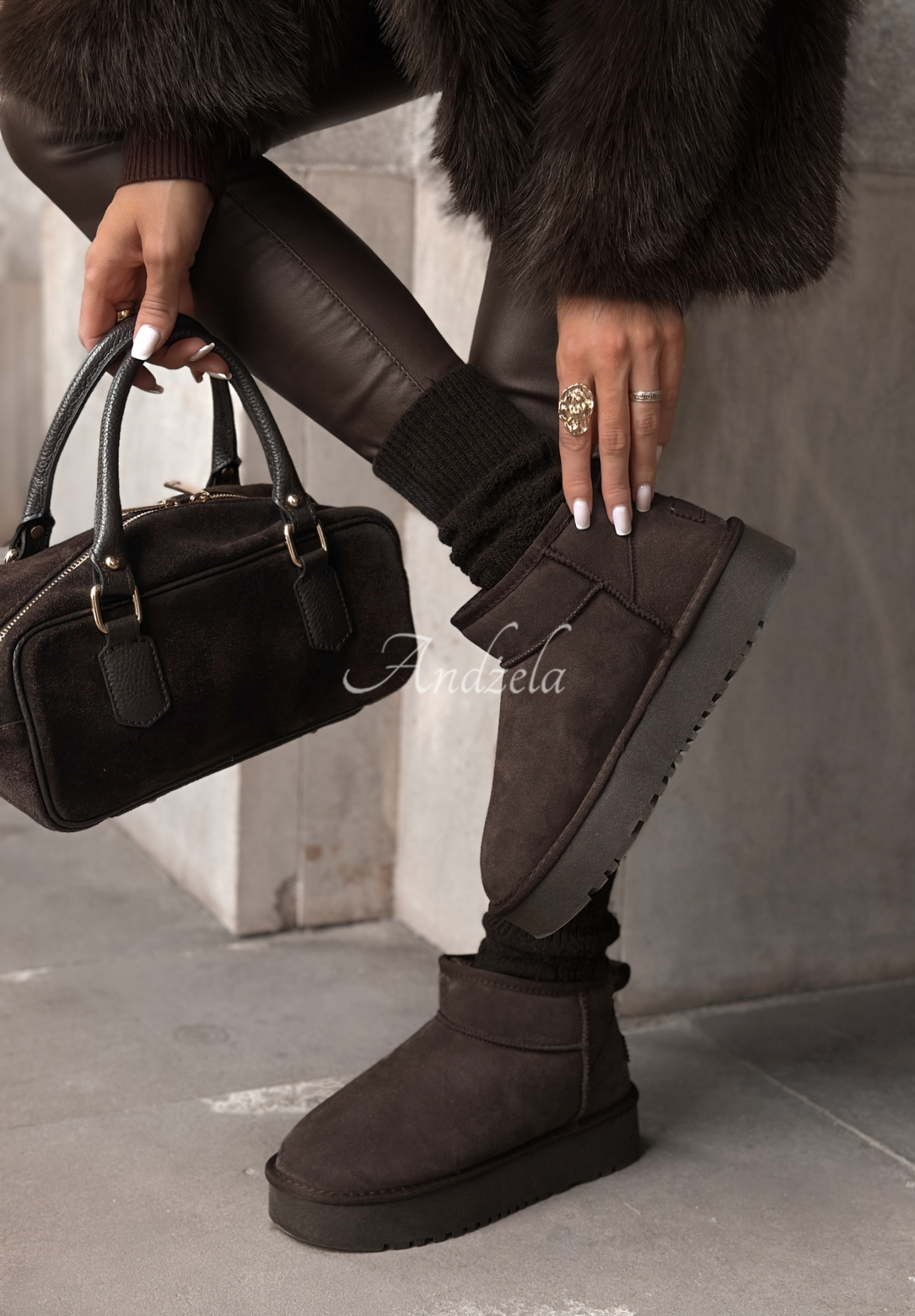 Schneestiefel aus Wildleder Wild Wind Schokoladenbraun
