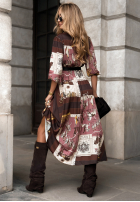 Kleid Mit Muster What Comes Next Schokoladenbraun