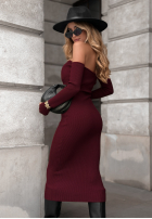 Prążkowana Kleid bodycon off shoulder Mrs Delusion Burgunderrot