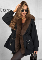 Puchowa Jacke parka z futerkiem Already Know Schwarz