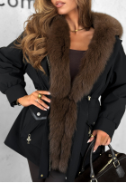 Puchowa Jacke parka z futerkiem Already Know Schwarz