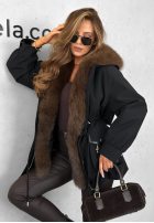 Puchowa Jacke parka z futerkiem Already Know Schwarz