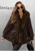 Puchowa Jacke parka z futerkiem Already Know Schokoladenbraun
