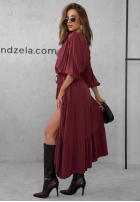 Kleid maxi z falbankami Colletta Burgunderrot