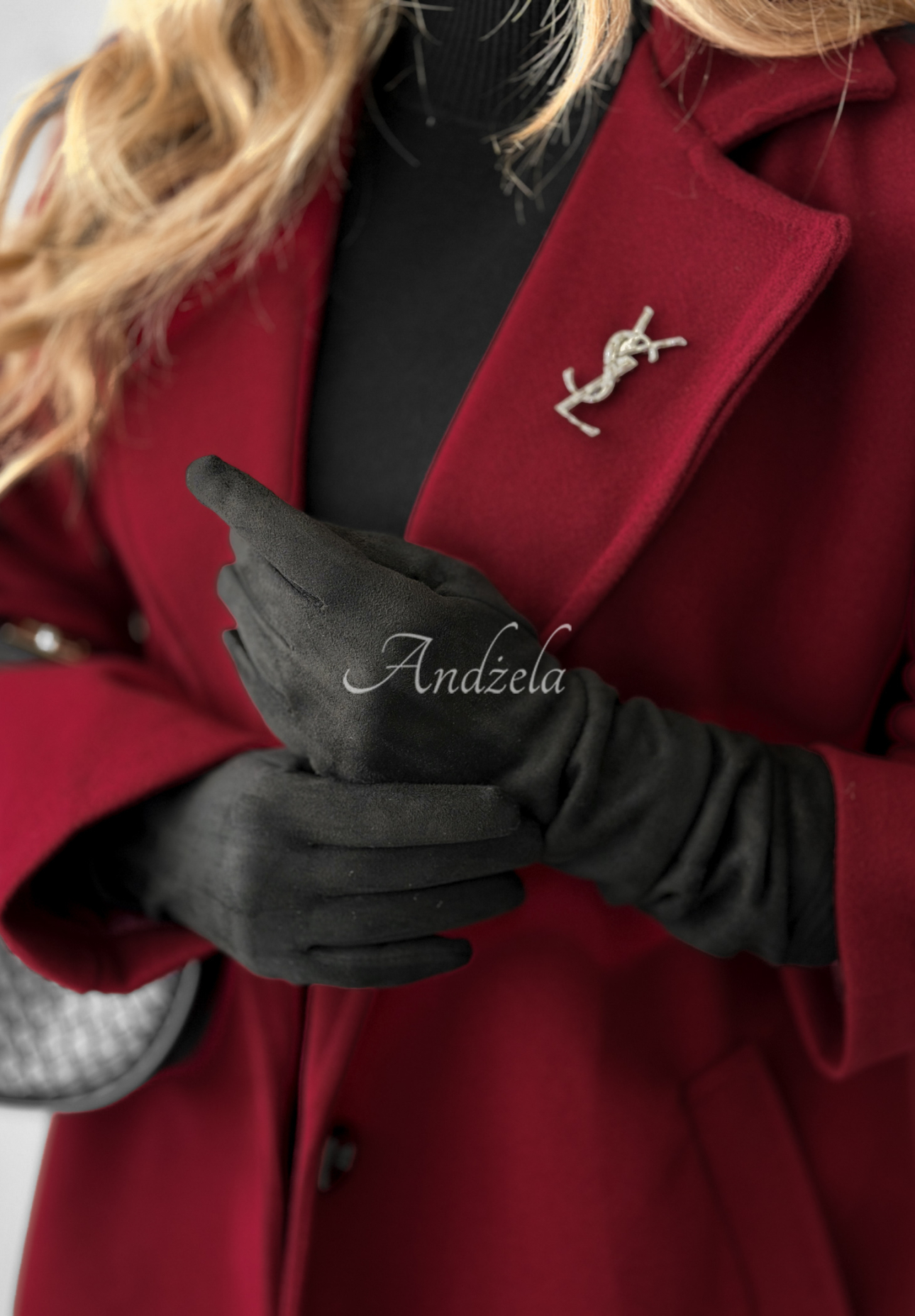 Lange Wildlederhandschuhe Long December Schwarz
