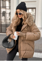 Pikowana Jacke z futerkiem Same Old Story Mokkafarben