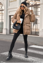 Pikowana Jacke z futerkiem Same Old Story Mokkafarben