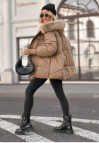 Pikowana Jacke z futerkiem Same Old Story Mokkafarben