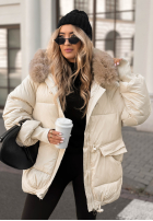 Pikowana Jacke z futerkiem Same Old Story Ecru