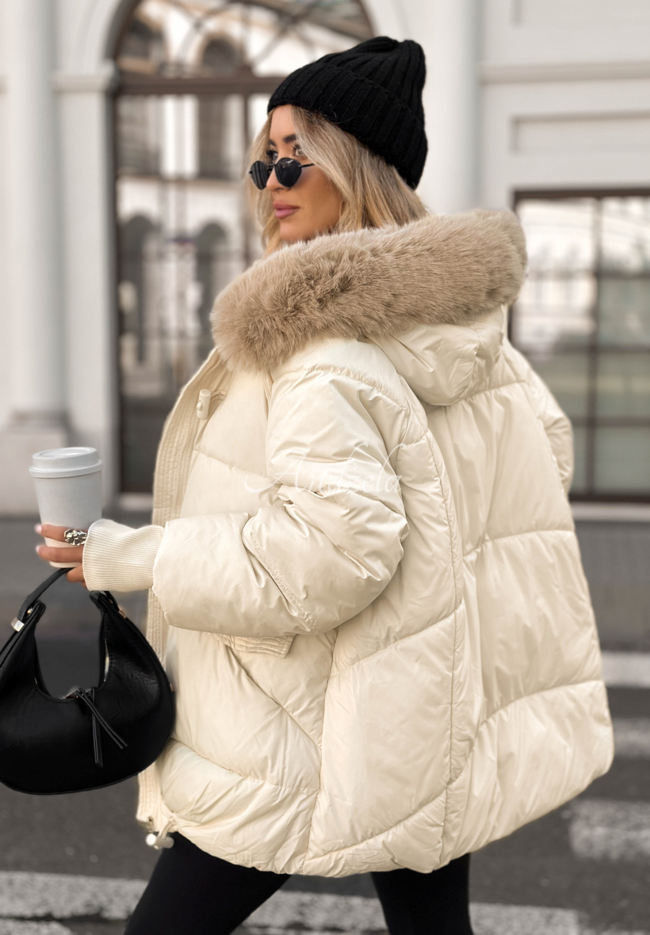 Steppjacke mit Fell Same Old Story Ecru