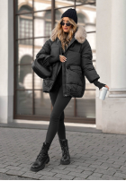 Pikowana Jacke z futerkiem Same Old Story Schwarz