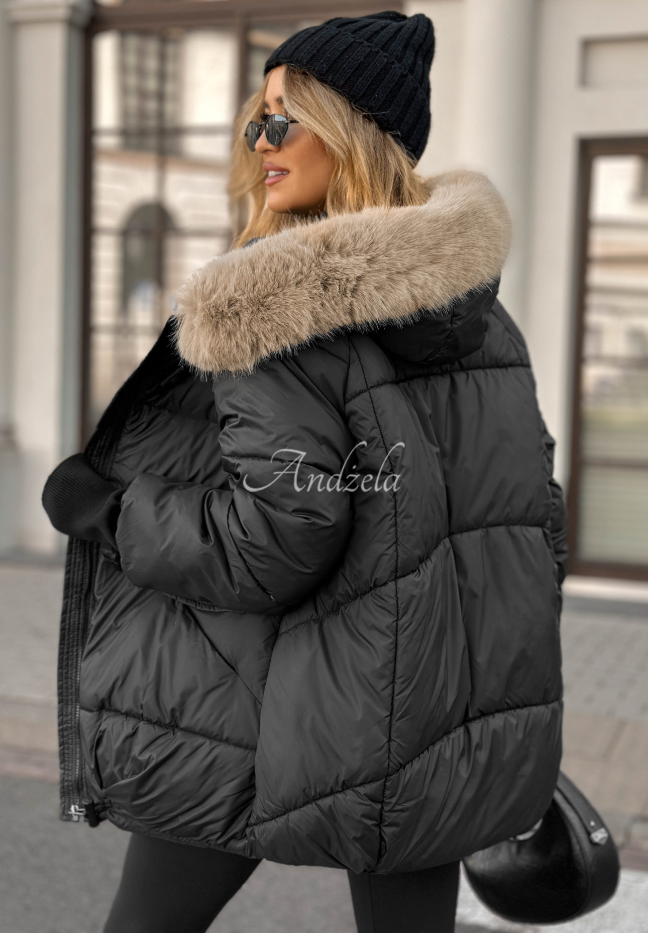 Steppjacke mit Fell Same Old Story Schwarz