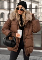 Pikowana Jacke z futerkiem Same Old Story Schokoladenbraun