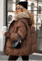 Pikowana Jacke z futerkiem Same Old Story Schokoladenbraun