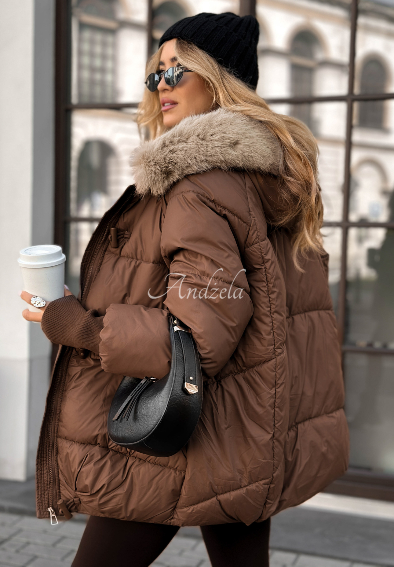Steppjacke mit Fell Same Old Story Schokoladenbraun