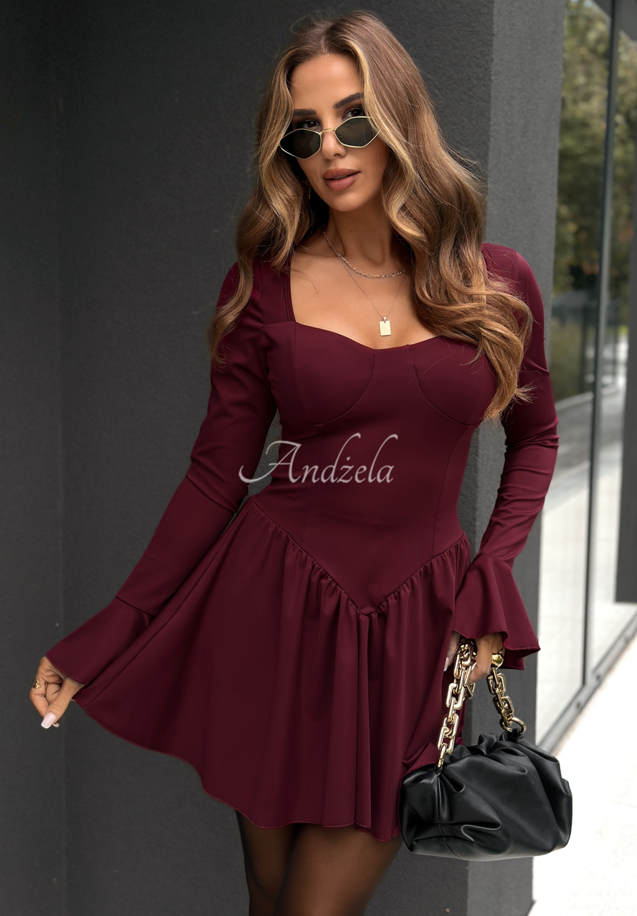 Ausgestelltes Minikleid Flirting With Life Burgunderrot