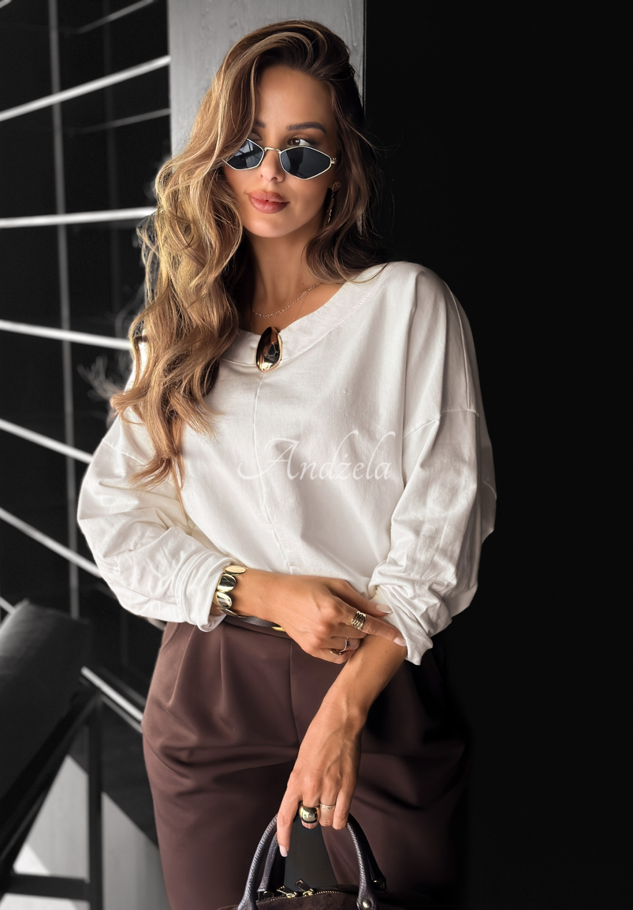Bluse mit dekorativer Applikation Same Thing Again Weiß